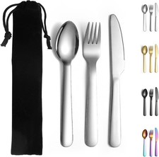 3 Piece Portable Silverware Set, Include Knife Fork Spoon, Camping Cutlery Set Fork / Spoon / Knife Sets price