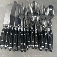 Black Handle Stainless Flatware Riveted Handle Choice Fork Spoon Knife Sets Vtg Fork / Spoon / Knife Sets price