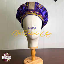 DIOSA'S CREATIONS Bonnet Hat/Gorro- Purple Gold Satin Sequin One Size Women Women's Hat price