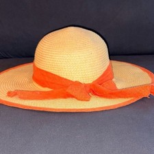 Steve Madden Women's Paper Straw Floppy Sun Hat with Orange Ribbon Tie Women's Hat price