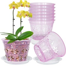 Orchid Pot, 8 Pack Orchid Pots with Holes & Saucers, Clear Plastic Pot for Repot Pots price