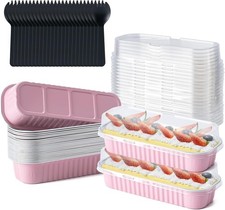25 Pack Mini Cake Pans with Lids and Spoons, Small Aluminum Foil Loaf Pans, Cake Pans price