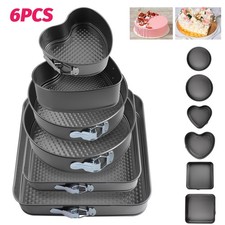 6Pcs Non-Stick Cake Pans with Removable Bottom Round Square Heart Shapes Baking Cake Pans price