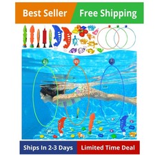 Pool Toys Diving Rings - 28PCS Swim Thru Rings Pool Game Diving Toys with Div... Outdoor, Sea and Sports Toys price