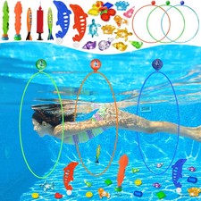 Pool Toys Diving Rings - 28PCS Swim Thru Rings Pool Game Diving Toys w Outdoor, Sea and Sports Toys price