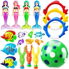 Pool Diving Toys Games  20PCS Swimming Mermaid Pool Toys with Dive Rings Gems... Outdoor, Sea and Sports Toys price
