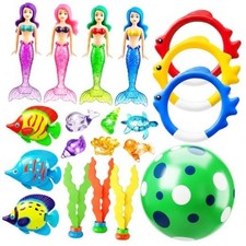 Pool Diving Toys Games - Swimming Mermaid Pool Toys with Dive Rings Gems 20PCS Outdoor, Sea and Sports Toys price