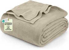 Utopia Bedding Ivory 100% Cotton Blanket [Queen Size - 90x90 Inch] 350GSM... Blanket price