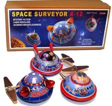 3 Flying Saucer Tin Toy Space Windup Set of 3 Robots & Space Toys price