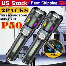 2 Pack 99000000lm Tactical Flashlight Super Bright Rechargeable LED Work Lights Spotlight price
