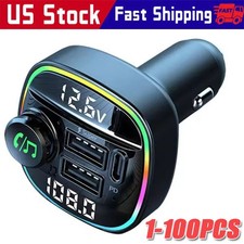 Bluetooth 5.0 Car Wireless FM Transmitter Adapter USB PD Charger AUX Hands LOT Car Transmitters price