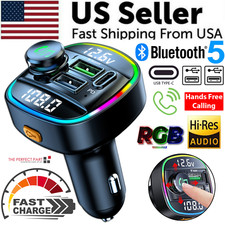 Bluetooth 5.0 Car Wireless FM Transmitter Adapter USB PD Charger AUX Hands Free Car Transmitters price