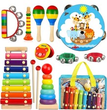 Wood Percussion Toddler Instruments Educational w/ Carrying Bag Preschool - NEW Toy Musical Instruments price