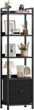 4 or 5 Tier Bookshelf with 1 Fabric Drawer,Thin Narrow Bookcase with Metal Frame Bookcase price