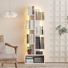 6 Tier Book Shelf with LED Lights, Floor Standing Bookshelf, Classical Corner Ki Bookcase price