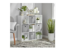 Mainstays 9 Cube Storage Organizer Bookcase White Shelving Unit 9-Cube Bookcase price