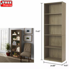 71" Tall Adjustable 5-Shelf Wood Bookcase Storage Shelving Book Wide Bookshelf Bookcase price