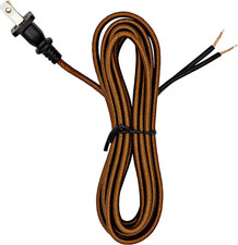 8Ft Brown Rayon Cloth Covered Electric Lamp Cord W/ End Plug DIY Lamp Repair NE Lampshade price