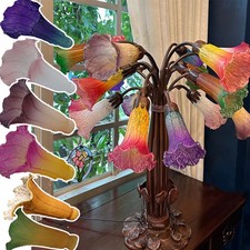 Tulip Lily Flower Glass Lamp Shades Tiffany Style Retro Replacement Shades Lampshade price