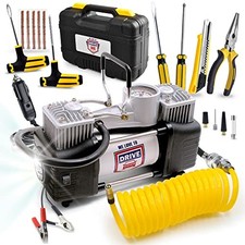 Tire Inflator Portable Air Compressor with Tire Repair Kit – Car Emergency Kit Compressor - Tire Care price