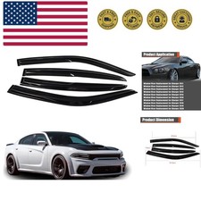 Window Visors Shade Sun Rain Guards Cover Wind Vent Deflector Acrylic Black R... Car Wind Deflectors price