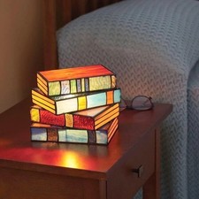 Stained Resin Stacked Books Lamp Tiffany Style Table Lamp Home Decor Book Lamps Decorative Lamp price