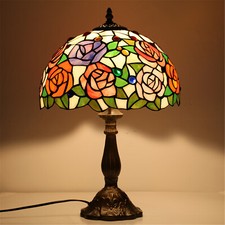 Rose Flower Style Tiffany Table Lamp Stained Glass Desk Light for Home Decor 18" Decorative Lamp price