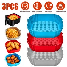 3x Air Fryer Silicone Pot Rectangle Baking Tray Basket Liners Insert Dish New Trays / Baking Dishes price