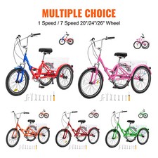 26"/24"/20" Foldable Adult Tricycle 7 Speed Adult Trike 3-Wheel w/ Basket Tricycles price