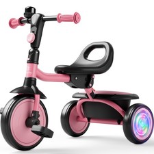 Besrey Toddler Tricycle with Flash Wheels,Kids Trike Bike for Girls/Boys,Pink Tricycles price