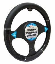 New Black & Grey Metallic Comfort Protection Interior Steering Wheel Cover Glove Wheel Cover price