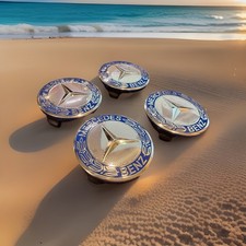 SET OF 4 Mercede s Benz 75MM Classic Blue Wheel Rim Cover Hub Caps Emblem Wheel Cover price