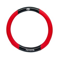 NEW 15" Steering Wheel Cover Genuine Leather For Toyota Red Leather US STOCK Wheel Cover price