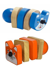 Lot 2 Wood DOG & CAT Manhattan Toy Click-Clack Wooden Clutching Baby Infant Crib Wooden Toys price