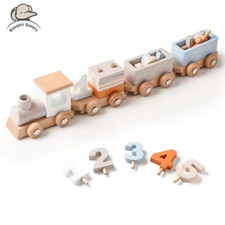 Wooden Train Birthday Toy Montessori Toys Baby - Train Wooden Toys price