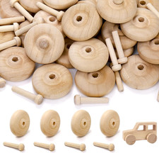 72 Pack Wooden Toys Car Wheels and Sticks for Craft, 1.5'' X 1/2'' Toy Vehicle W Wooden Toys price