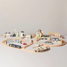 Hearth & Hand with Magnolia 84pc Wooden Toy Train Track Set Wooden Toys price
