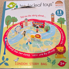 Tender Leaf Toys London Story Bag Wooden Playset w/ Fabric Mat, 10pc Age 3+ G24 Wooden Toys price