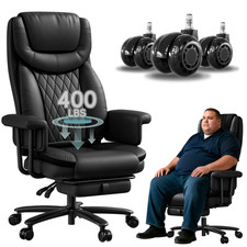 Big and Tall Office Chair 400lbs  Leather Desk Chair  with Upgraded RubberWheels Office Chair price