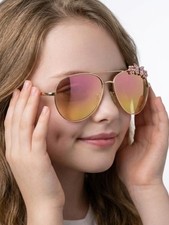 H&m Gold Wire Frame Eyewear With Pink Flower Sunglasses Kids' Sunglasses price