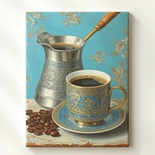 Traditional Turkish Coffee Set Canvasclassical Still Life With Cezve & Silver Cezve Sets price