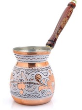 Copper White Turkish Coffee Pot Traditional Engraved Cezve (3/5/7 Cups) Cezve Sets price