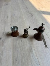 Vintage Turkish Copper Coffee Set w/ Babil Istanbul Grinder, Cezve & Cup Cezve Sets price