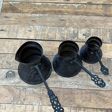 Set of 3 Hand-Engraved Copper Coffee Cezve Ibrik Intricate Floral Design Cezve Sets price