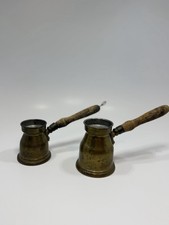Set of 2 Vintage Brass Turkish Coffee Pots Cezve Arabic Greek Ibriki Stove Top Cezve Sets price