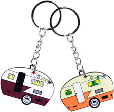 2 Pack Camper Keychain, RV Camper Keyring Couples Camping Accessories RV Car Key Car Picnic-Camping Products price