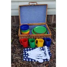 Vintage Picnic Basket Set I Photo Prop I Antique Car I Party Décor I Camping Car Picnic-Camping Products price