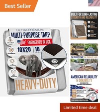 10x20 Heavy Duty Tarp – Versatile 10 Mil Thick, Silver/Brown, Waterproof Design Car Picnic-Camping Products price