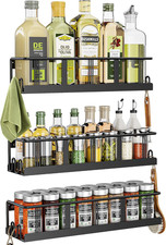 3 Pack Cabinet Door Spice Rack Organizer Black Metal Adhesive or Screw Mount Spice Sets & Racks price