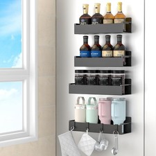 4-Piece Magnetic Spice Rack Set, Suitable for Refrigerators and Ovens, Black Spice Sets & Racks price